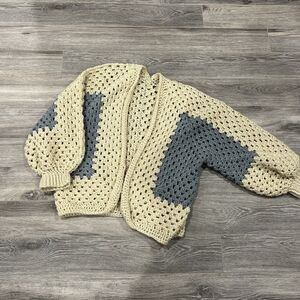Granny Hexagon Cardigan Crochet Sweater, Boho Jacket, Granny Stitch Jacket, M-L